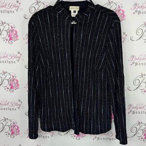 Laura petites sparkly cardigan top Elegant Black and Blue Pinstripe Blazer